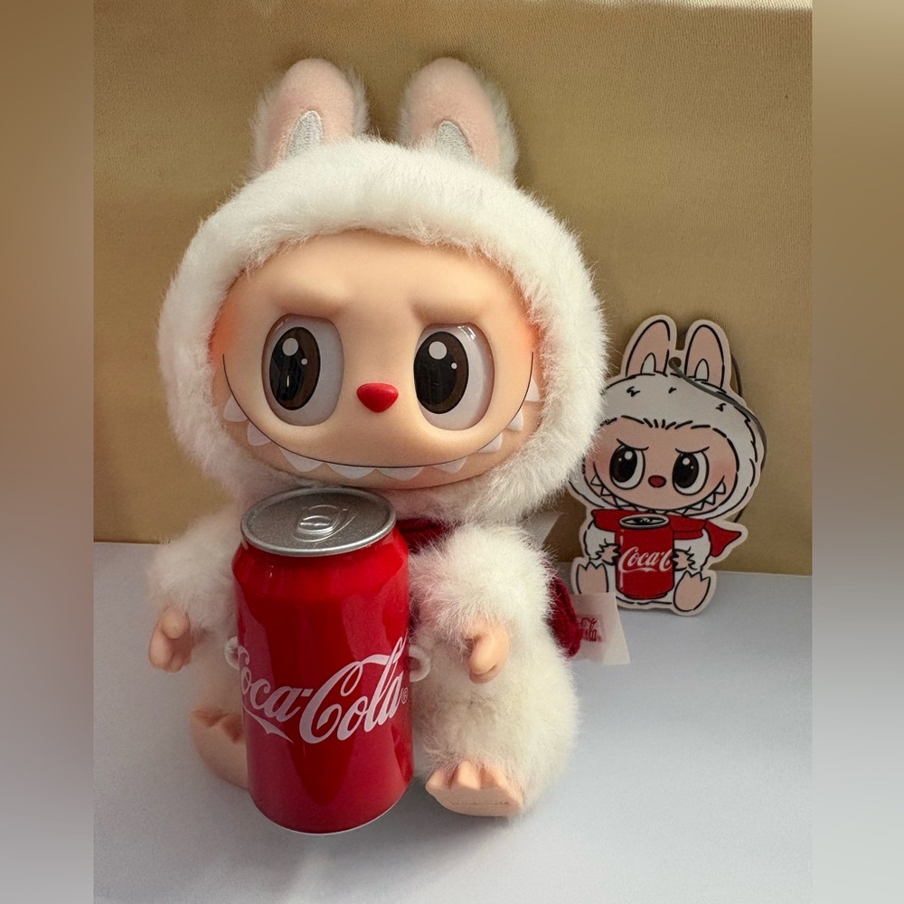 Discontinued “ Happy Factor” Pop Mart collab with Coca Cola! Plush Bag Charm.